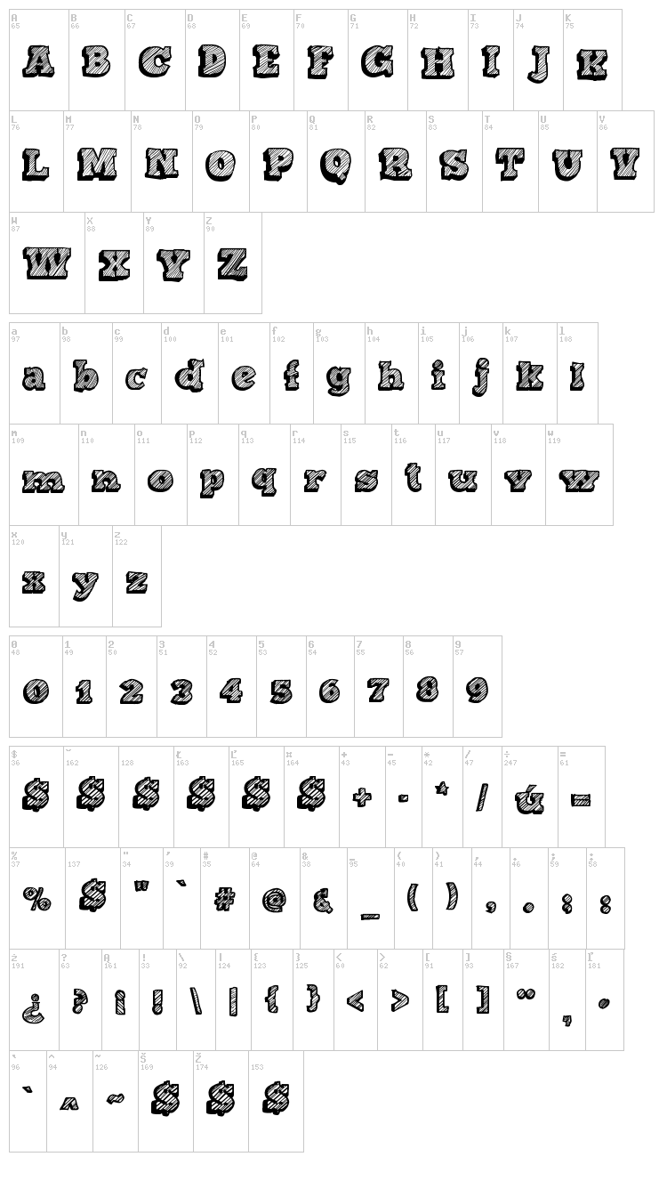 Sketch Nothing font map